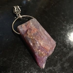 OOAK Lavender agate pendant with silver ring bail